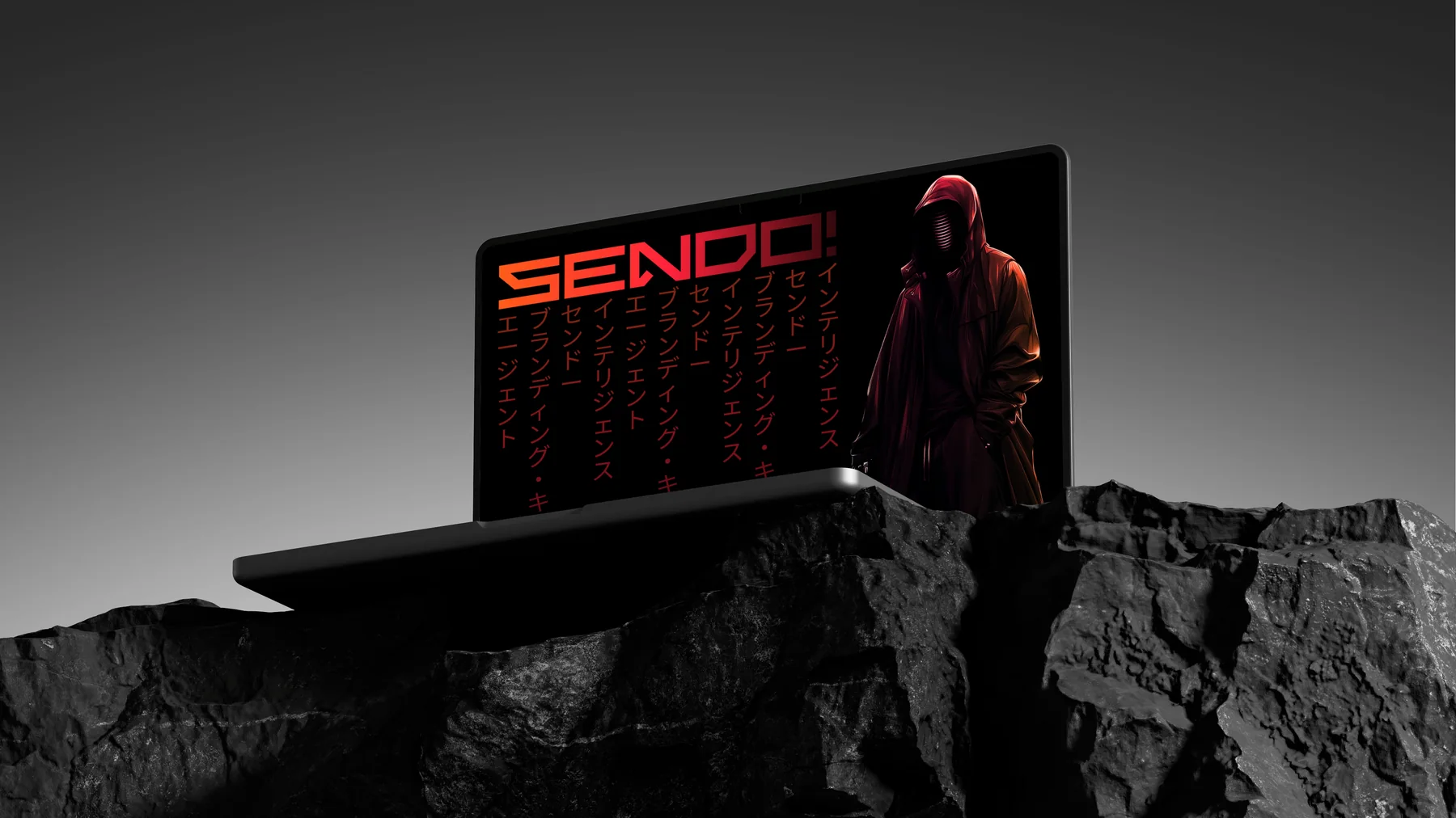 Identité Sendo.Market appliquée à un mockup d’ordinateur portable